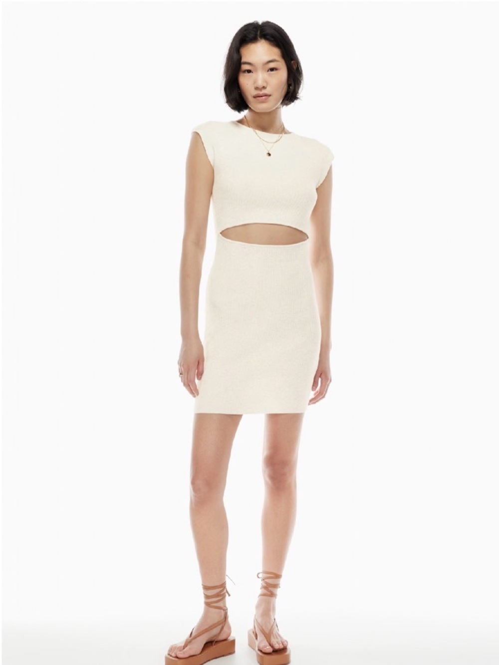 Aritzia white Ribbed cutout dress